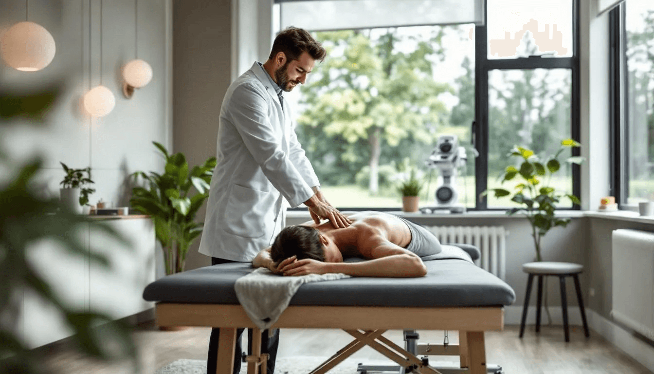 A person receiving massage therapy to relieve pain.